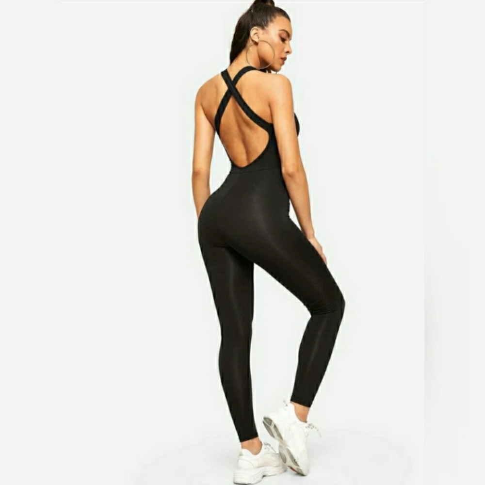 ONE NAVY XL LEFT❤ CrissCross Back Jumpsuit - Picture 5 of 10